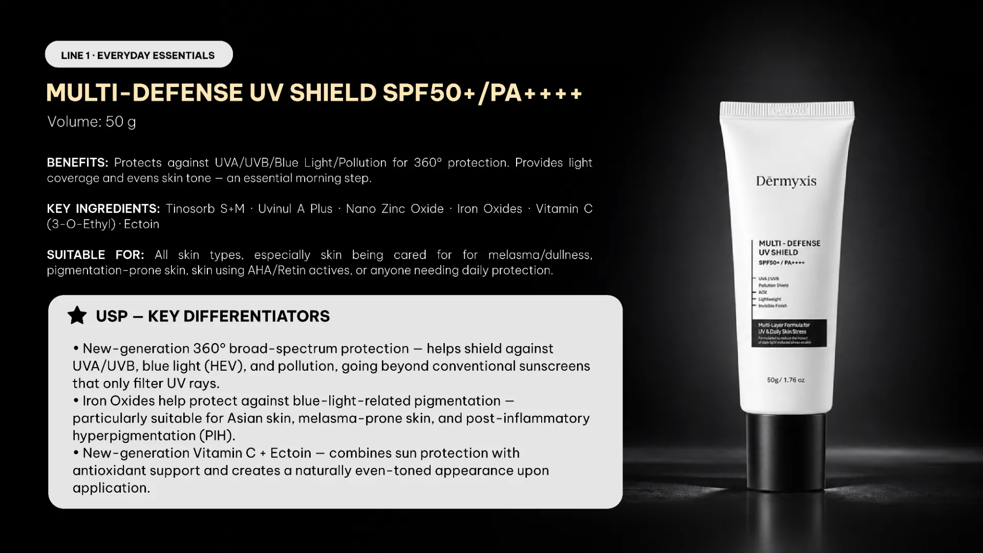 Multi-Defense UV Shield SPF50+/PA++++ benefits