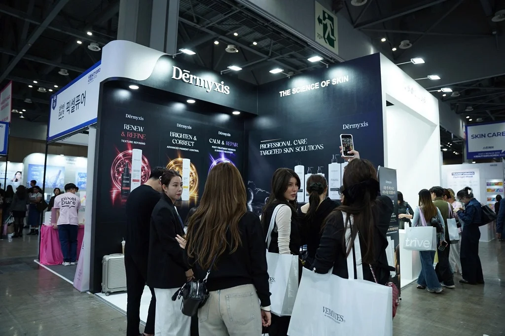 Dērmyxis exhibition booth overview at K-Beauty Expo Korea 2026